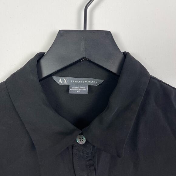 AX Armani Exchange Womens 100% Silk Button Down Blouse Black Top - S - Picture 3 of 8